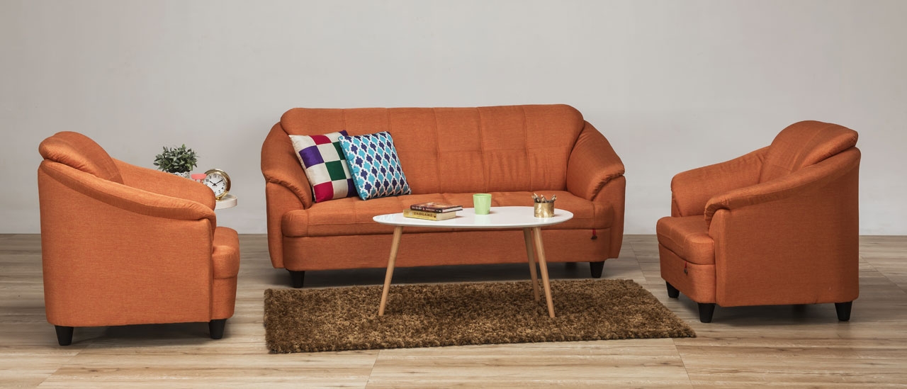 Buy Matthew 1  Seater Orange  Fabric Sofa  Living Room 