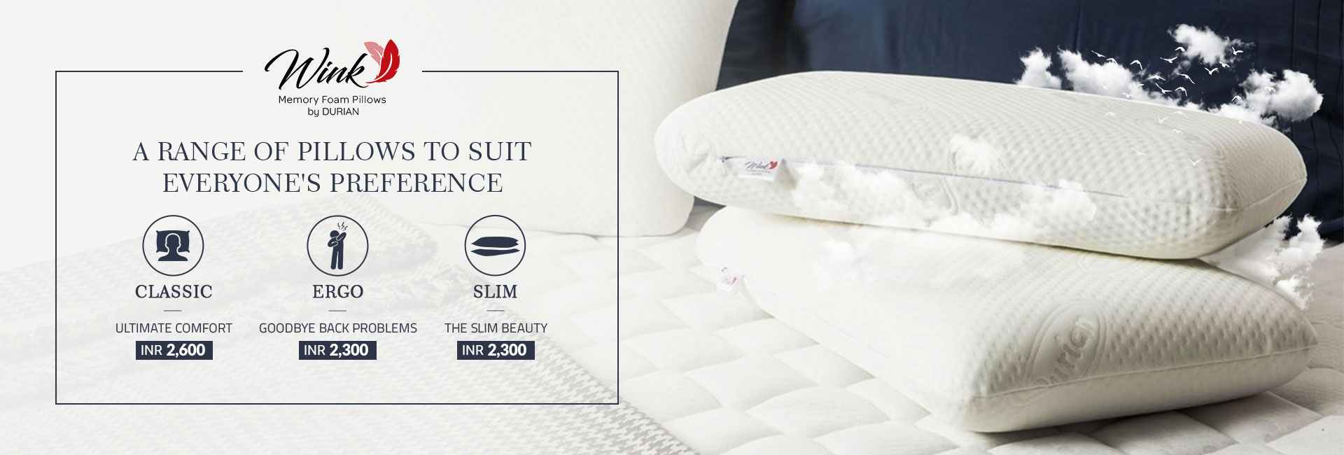 Wink Memory Foam Pillows by Durian Pillow